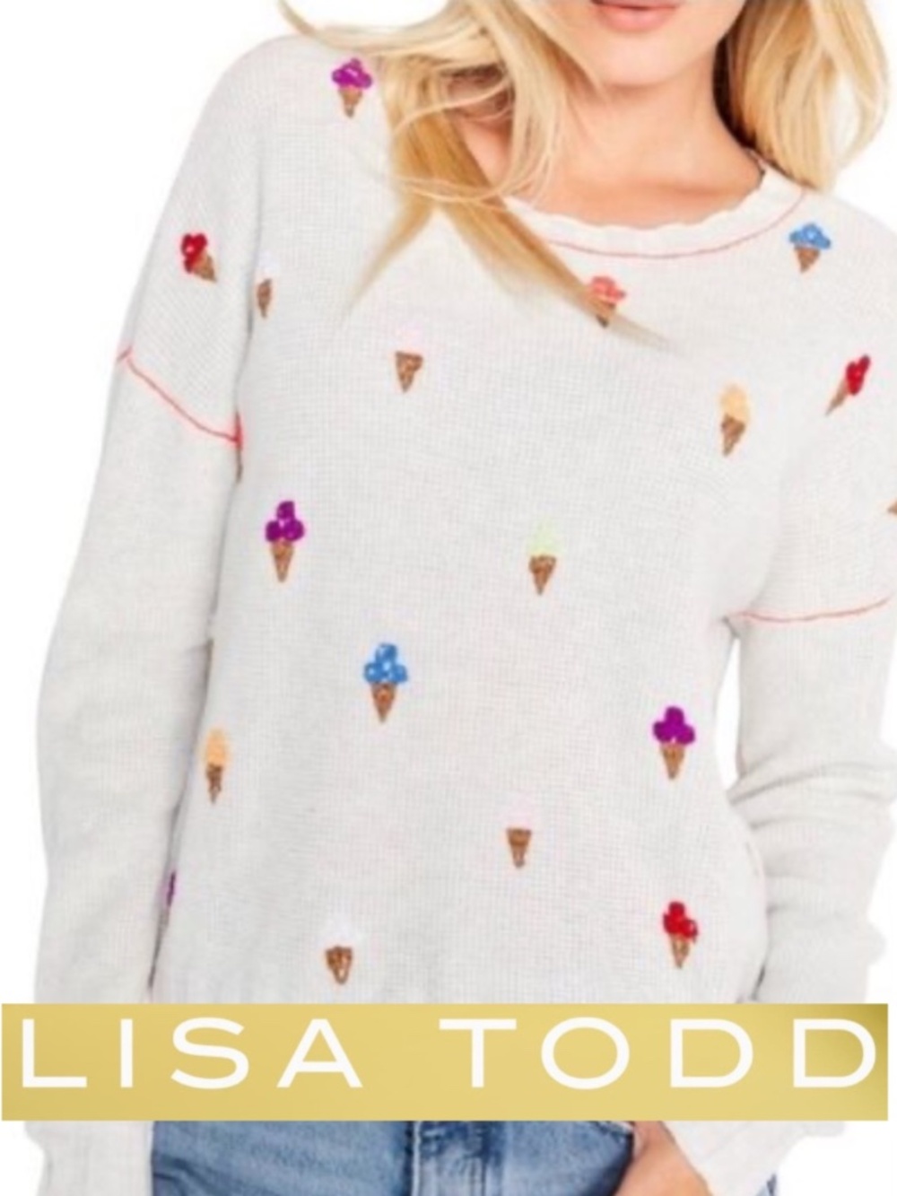 Lisa Todd 'What's the Scoop'  cream sweater, M, 2630